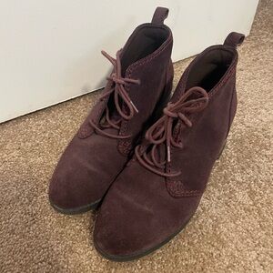 Clark’s Burgundy Suede Ankle Boots